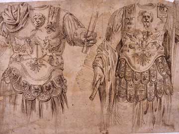 I due torsi loricati Farnese, σχέδιο με μελάνι, πριν από το 1566