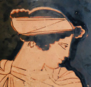 H ωραία Ελένη, γυναικείο σύμβολο της αρχαιότητας, απεικονισμένη σε ερυθρόμορφο αττικό αγγείο του 450 π.Χ.