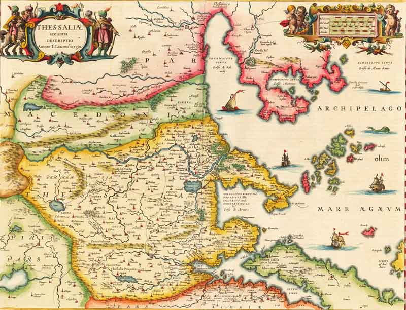 Χάρτης της Θεσσαλίας του 17ου αιώνα από τον Joan Janssonius.