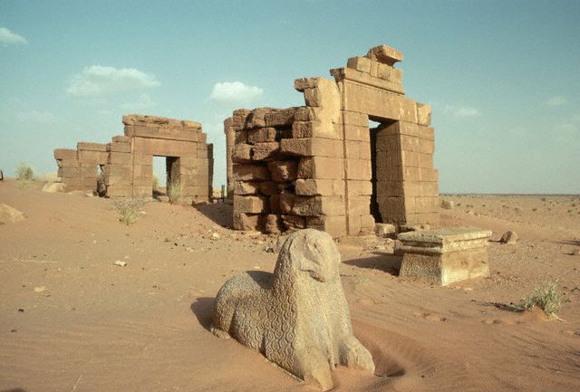 The Amun Temple served as a principle Kushite religious center near Shendi in what is now northern Sudan. ca. 1980 Naqa, Sudan