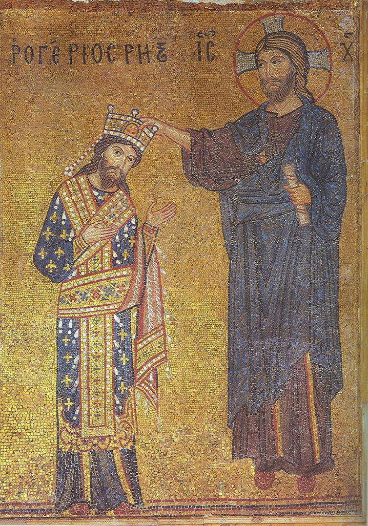 Εικ. 10. Σικελία, Παλέρμο. Μαρτοράνα, ψηφιδωτό, στέψη του βασιλιά Ρογήρου Β' (1143-1151 μ.Χ.). 
