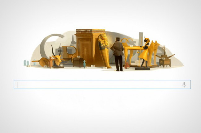 O Κάρτερ με αιγυπτιακές αρχαιότητες στο λογότυπο της Google.