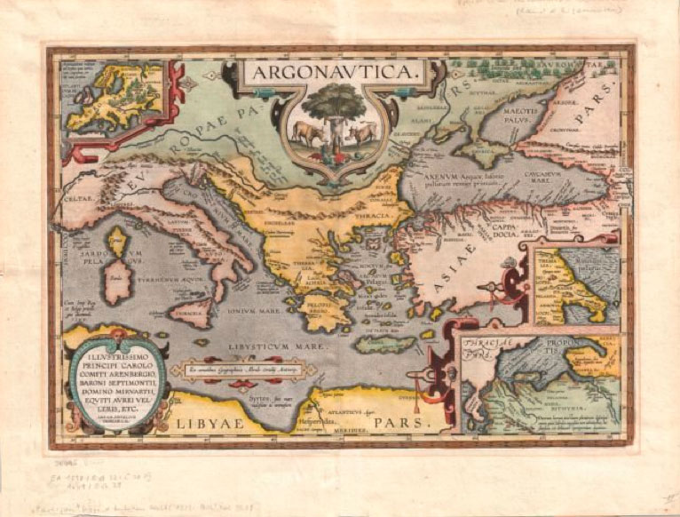 Λεπτομέρεια χάρτη των περιοχών από όπου πέρασαν οι Αργοναύτες. Από το έργο «Theatrum Orbis Terrarum» του Αβραάμ Ορτέλιους (1603).