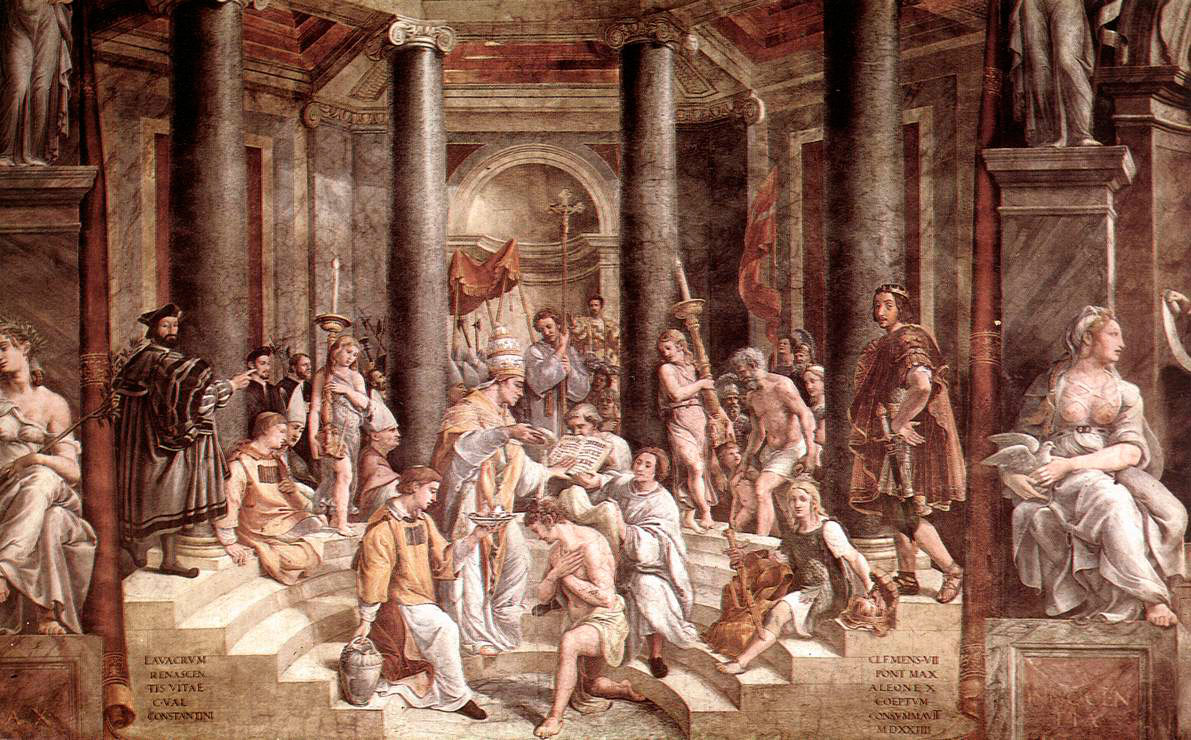 Εικ. 7. Η Βάπτιση του Κωνσταντίνου. Λεπτομέρεια από τοιχογραφία του Ραφαήλ στο Βατικανό.