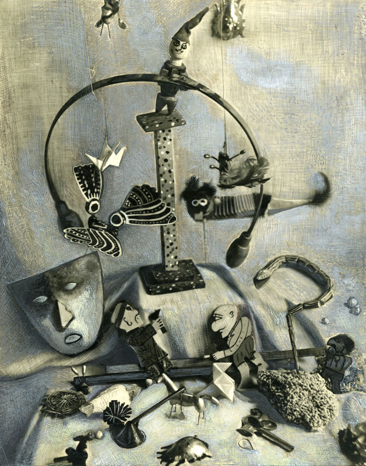 «Λαϊκά Παιχνίδια», περ. 1933. Φωτογραφία επιζωγραφισμένη, μολύβι και ακουαρέλα σε χαρτί, 25,3x20 εκ. Μουσείο Μπενάκη – Πινακοθήκη Γκίκα.