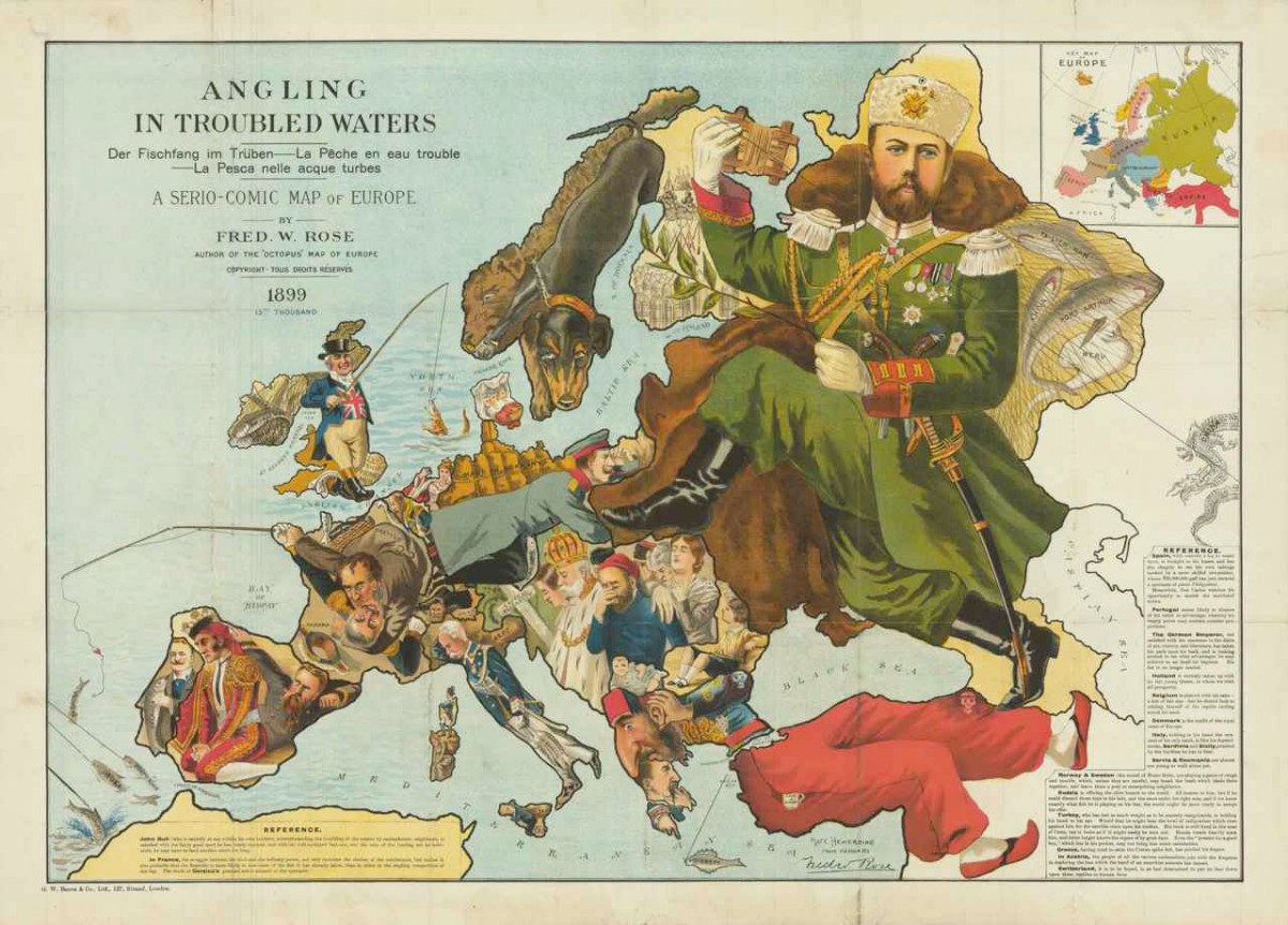 Fred W. Rose (1877-1900), Matt Hewerdin (1899-1910), «Angling in Troubled Waters», Λονδίνο, 1899, χρωμολιθογραφία, 50x72 εκ. Συλλογή Π.Ν. Σουκάκου.