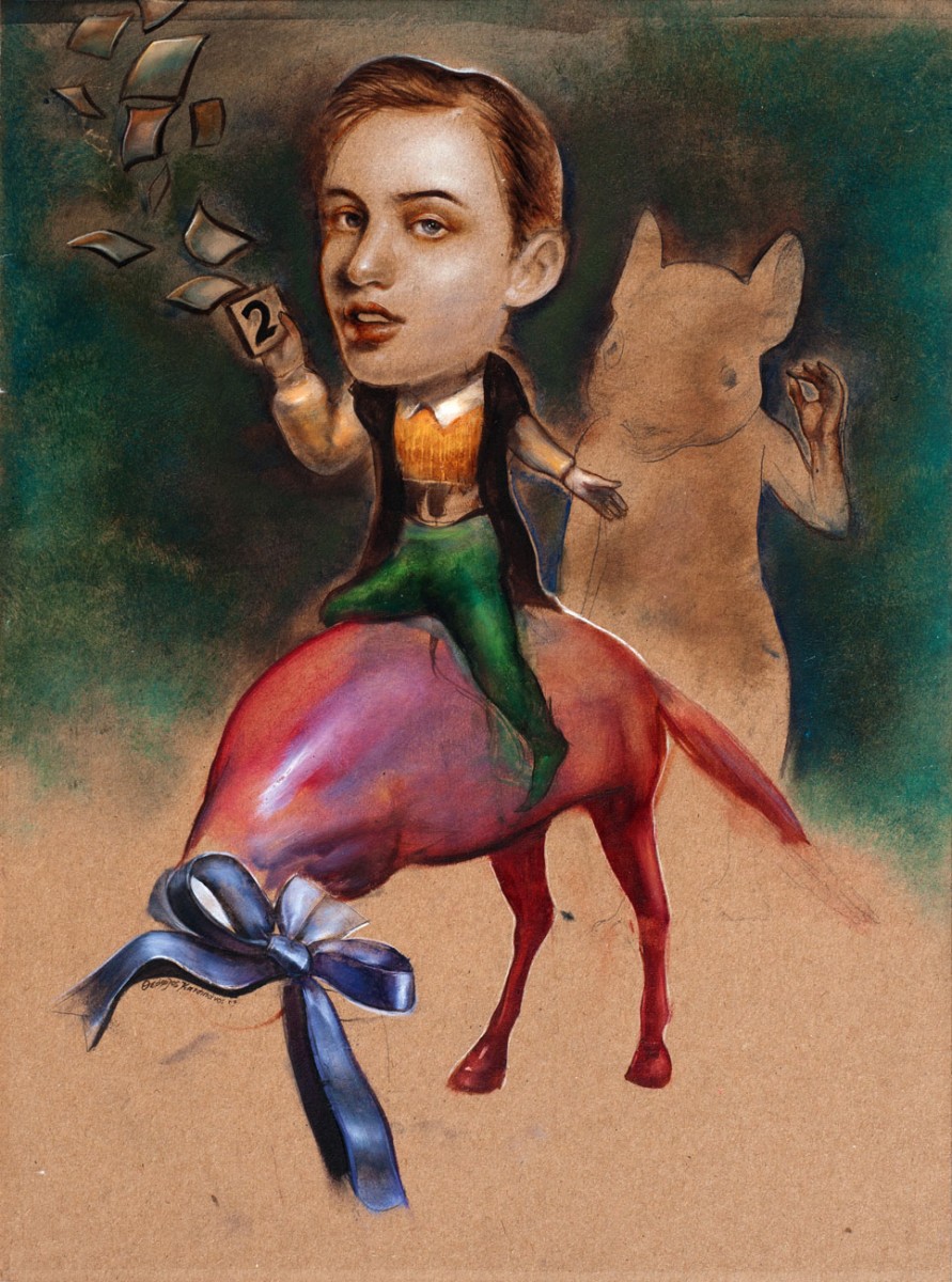 Θεόφιλος Κατσιπάνος, «Η αφίσα», 2007, χρωματιστά μολύβια και ακρυλικά σε χαρτί, 41x31 εκ. Συλλογή Σωτήρη Φέλιου.