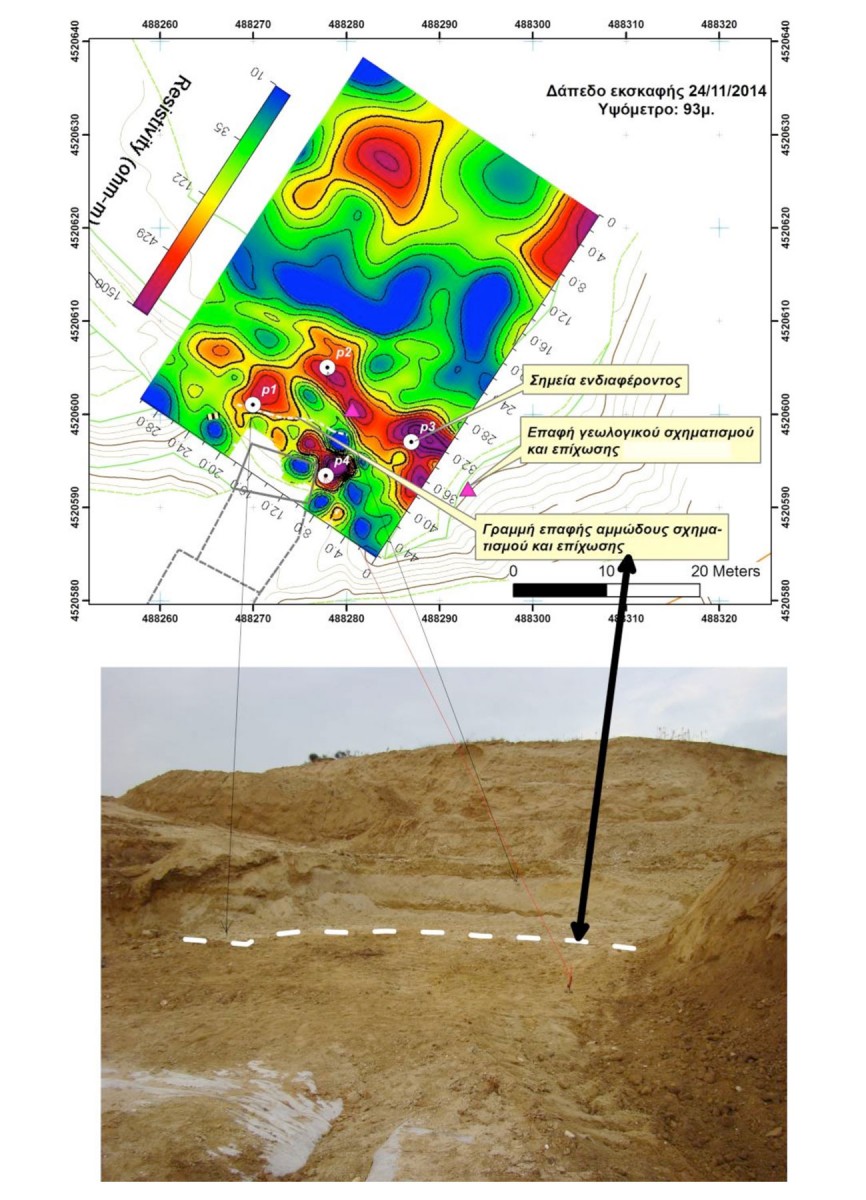 Η έρευνα στο λόφο Καστά επικεντρώθηκε στη δημιουργία μοντέλου του εδάφους της εποχής, πριν από την παρέμβαση για την ανέγερση της θόλου (φωτ. ΥΠΠΟΑ).