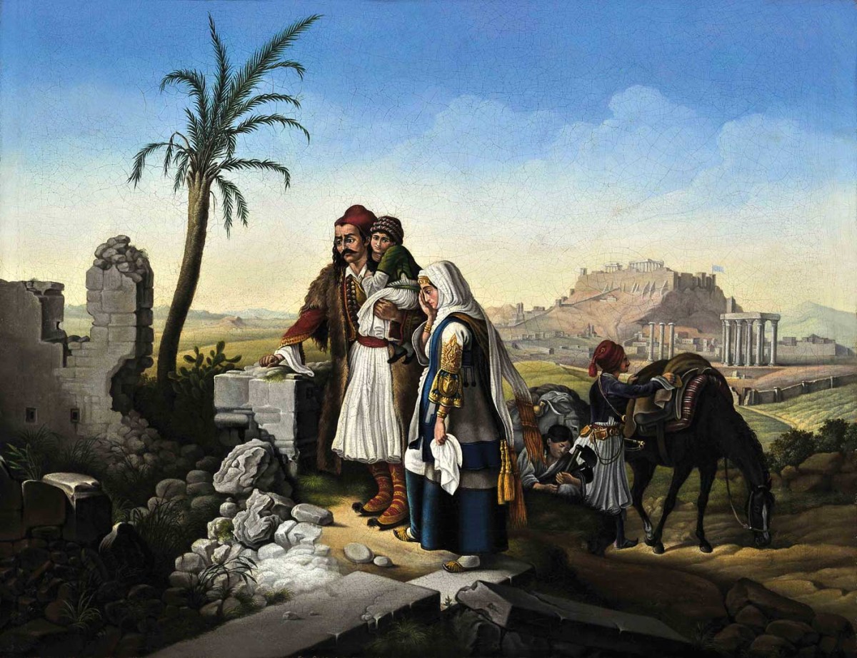 Αθηναϊκή οικογένεια επιστρέφει στο κατεστραμμένο σπίτι της, Peter Von Hess.
Eλαιογραφία σε μουσαμά.