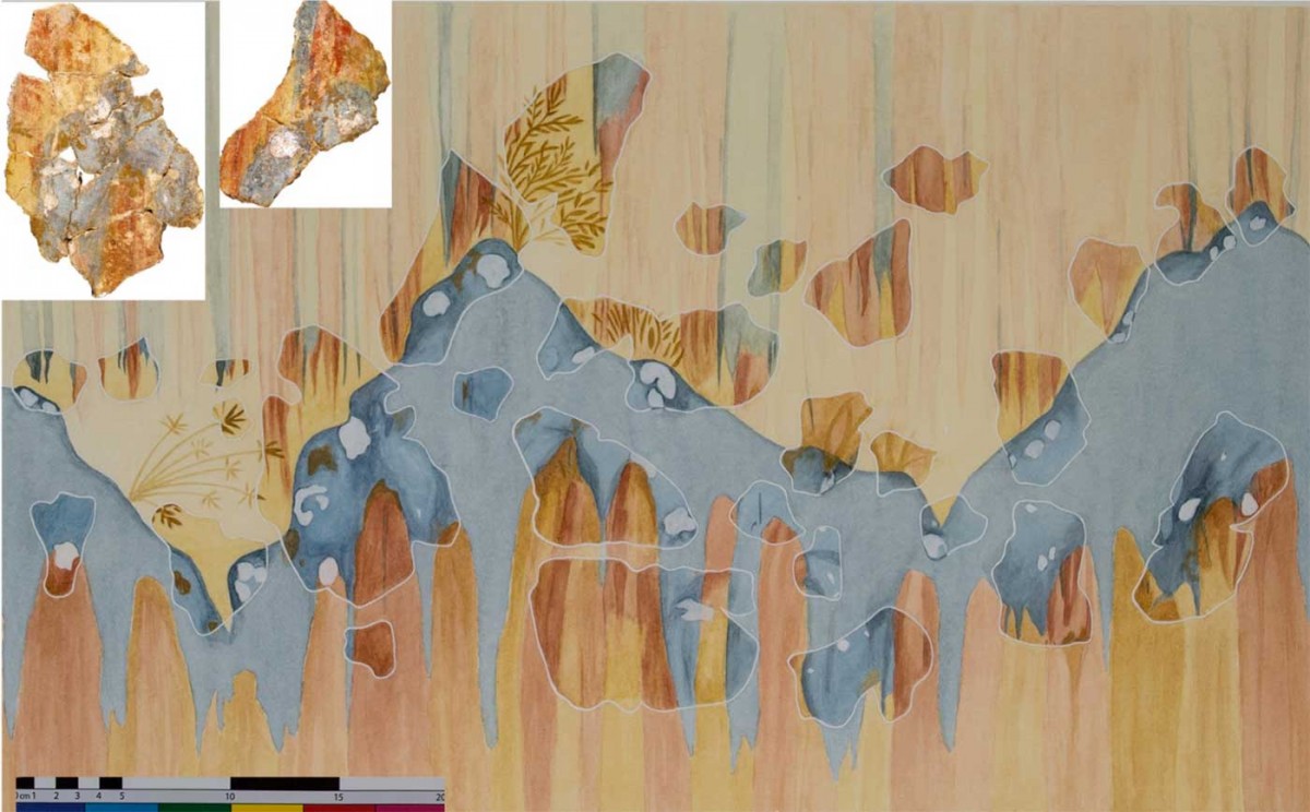 Ανασυγκρότηση του βραχώδους τοπίου και φωτογραφίες δύο θραυσμάτων. 