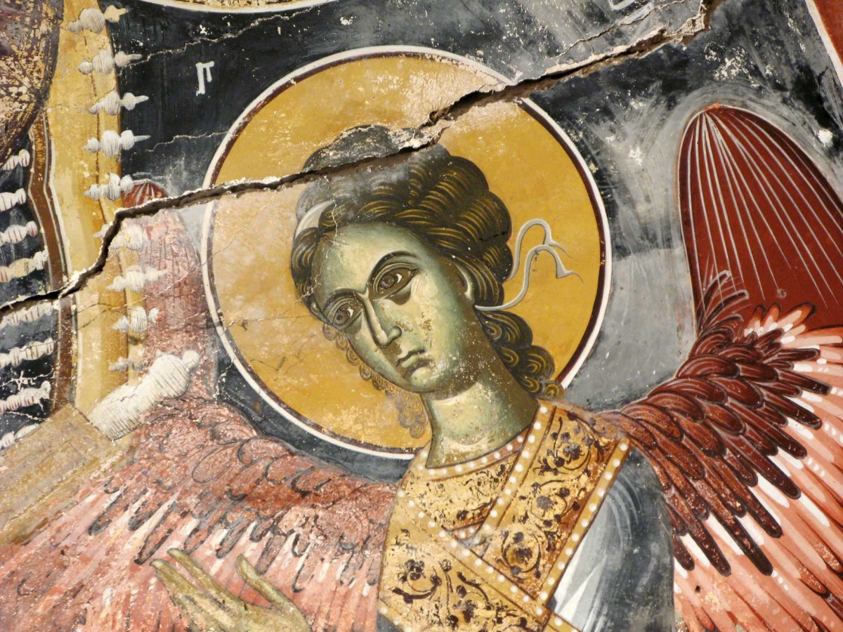Άγγελος από το ιερό στο ναό του Αγίου Δημητρίου της Σφηκιάς Ημαθίας, 15ος αι. (φωτ. Εφορεία Αρχαιοτήτων Ημαθίας).