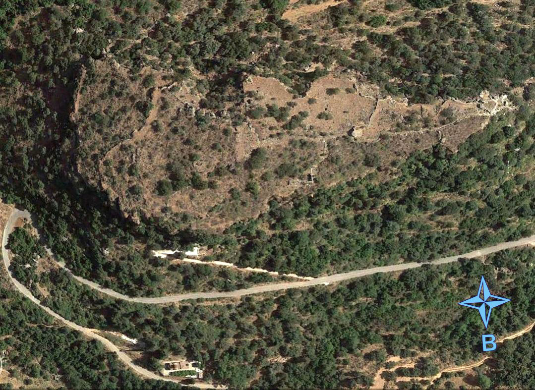 Εικ. 15. Η οχυρωμένη έκταση στα Κυριακοσέλια Χανίων. (Google Earth 2014)