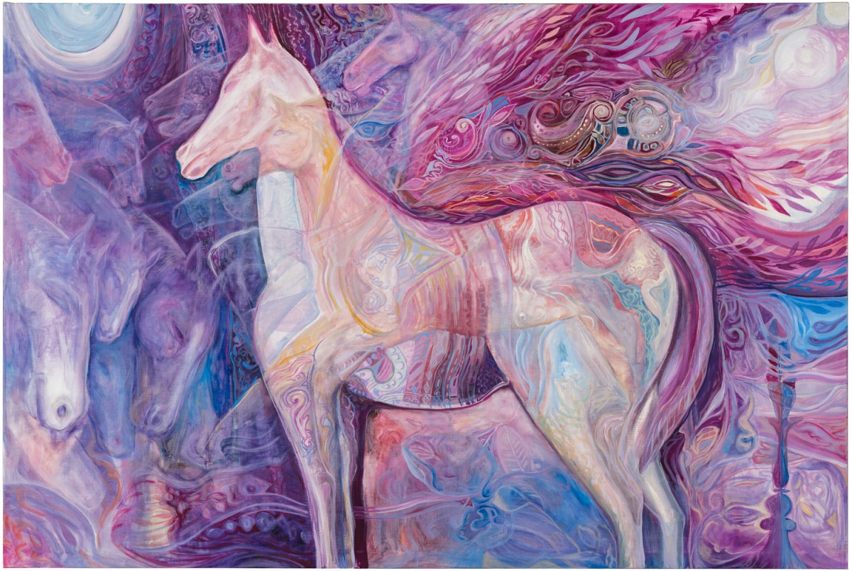 Έργο από την έκθεση «JAMAL: ο Δρόμος του Μεταξιού». Τα αραβικά άλογα είναι ένα μοτίβο του καλλιτέχνη που επανέρχεται σε όλη την εικαστική του διαδρομή.
