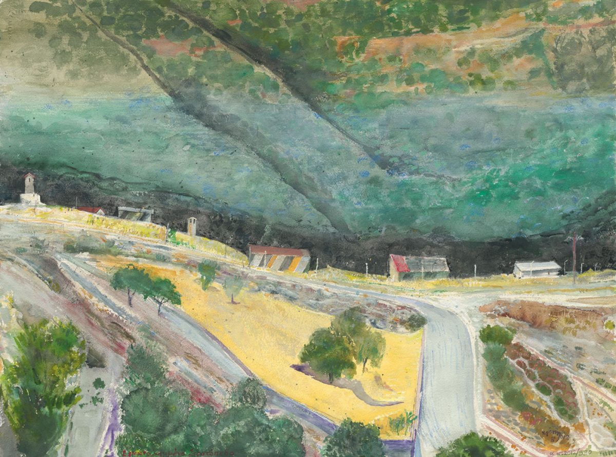 Έργο του Χρόνη Μπότσογλου από την έκθεση «Χρόνης Μπότσογλου, Απέναντι του βουνού» που παρουσιάζεται στο Μέγαρο Εϋνάρδου.