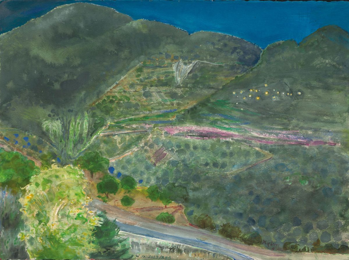 Έργο του Χρόνη Μπότσογλου από την έκθεση «Χρόνης Μπότσογλου, Απέναντι του βουνού» που παρουσιάζεται στο Μέγαρο Εϋνάρδου.