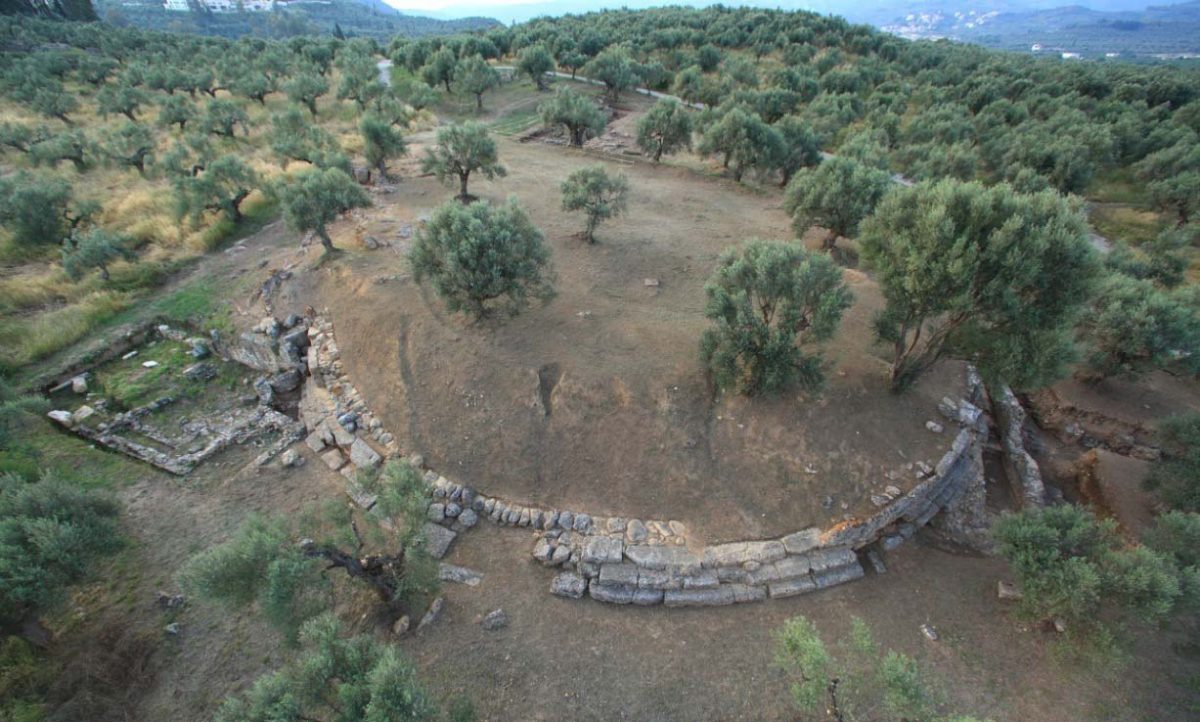 Το Κυκλοτερές Οικοδόμημα στην ακρόπολη της αρχαίας Σπάρτης.
