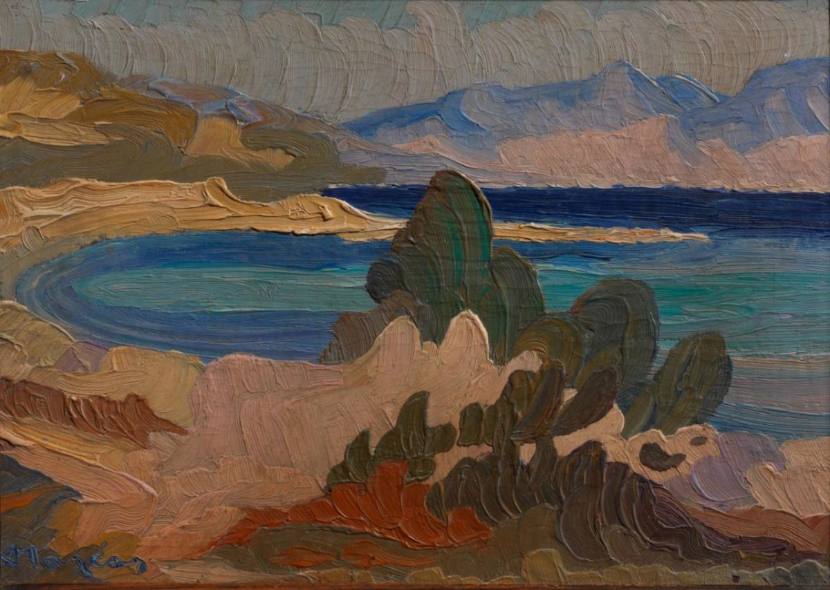 Κωνσταντίνος Μαλέας, «Τοπίο με θάλασσα», λάδι σε ξύλο, 15x20,5 εκ.