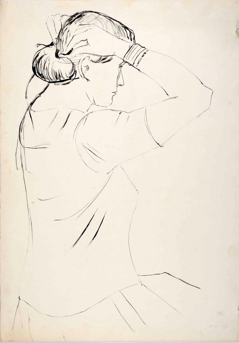 Νίκος Νικολάου, «Γυναίκα που δένει τα μαλλιά της», 1948.