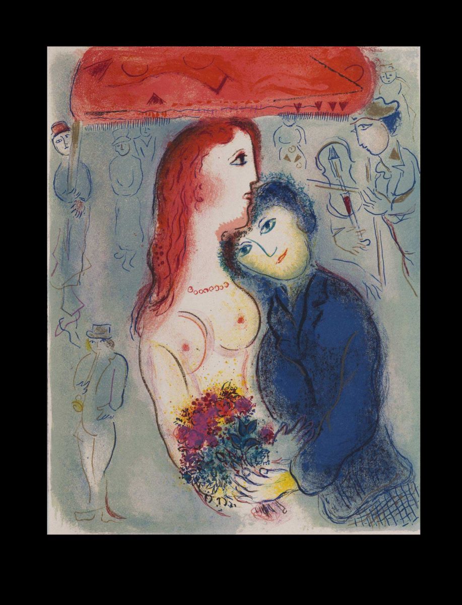 Μarc Chagall, έγχρωμη λιθογραφία από το βιβλίο «Τσίρκο» (Cirque), Παρίσι, εκδόσεις Verve, 1967. Μουσείο-Βιβλιοθήκη Στρατή Ελευθεριάδη-Τεριάντ.