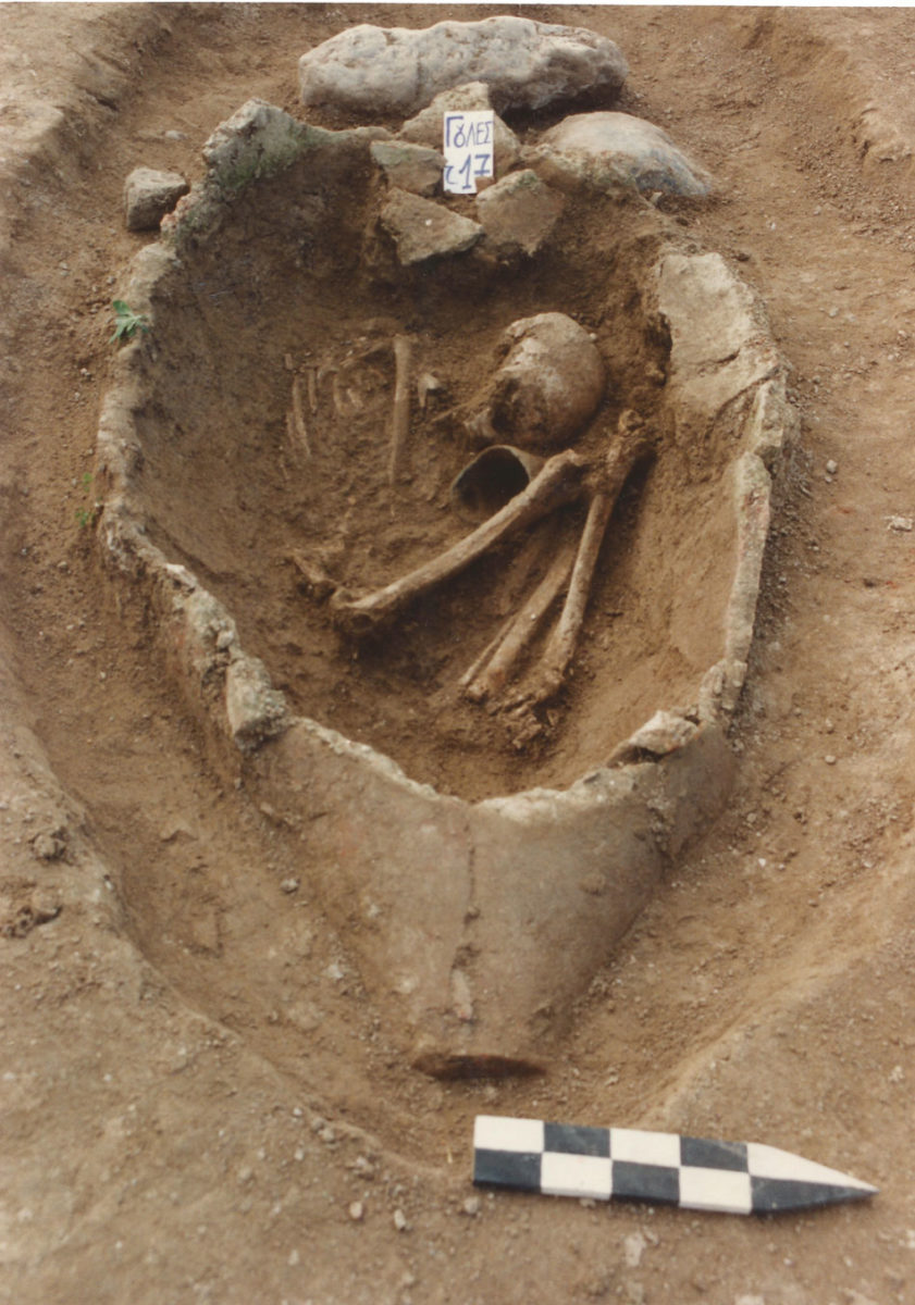 Τούρλα Γουλών. Ανασκαφή διαβρωμένου νεκροταφείου της Μέσης Εποχής του Χαλκού. Εγχυτρισμός σε ταφικό πίθο.