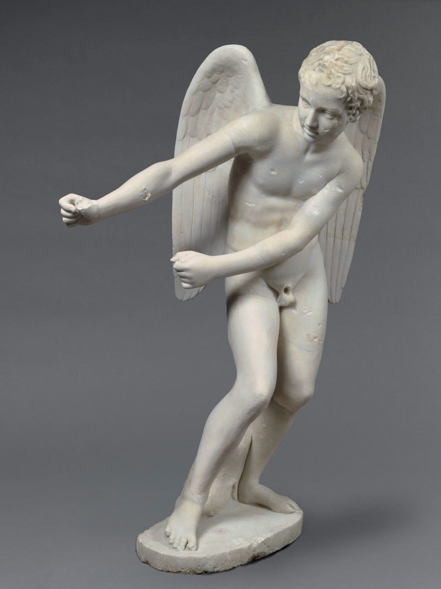 Μαρμάρινο άγαλμα του Έρωτα που τεντώνει το τόξο του. 2ος αι. μ.Χ. Ρώμη, Παλατίνος Λόφος. Παρίσι, Musée du Louvre.