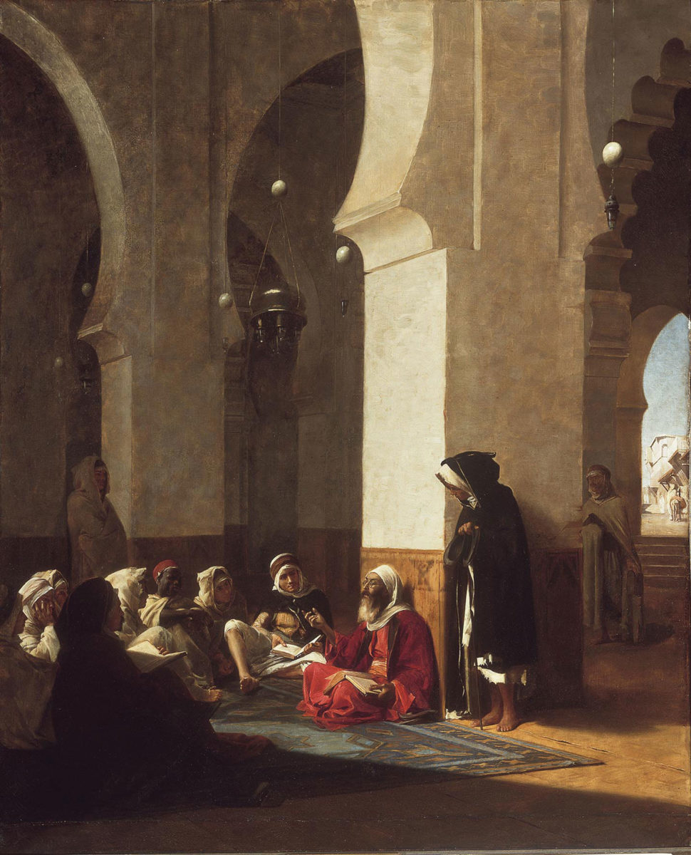 Θεόδωρος Ράλλης, «Η κατήχηση στο τζαμί του Αλγερίου». Λάδι σε μουσαμά, 114x91 εκ. Ιδιωτική συλλογή.