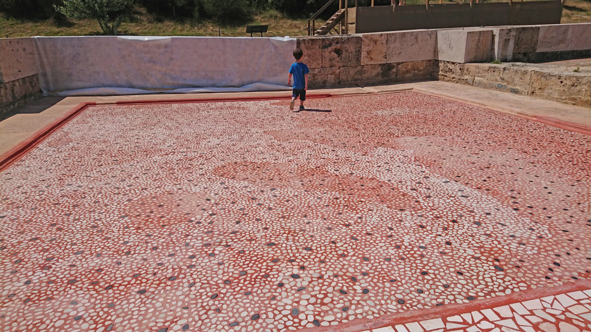 Άνθρωποι κάθε ηλικίας συμμετείχαν στην ξενάγηση στο ανάκτορο των Αιγών (φωτ.: ΑΠΕ-ΜΠΕ).