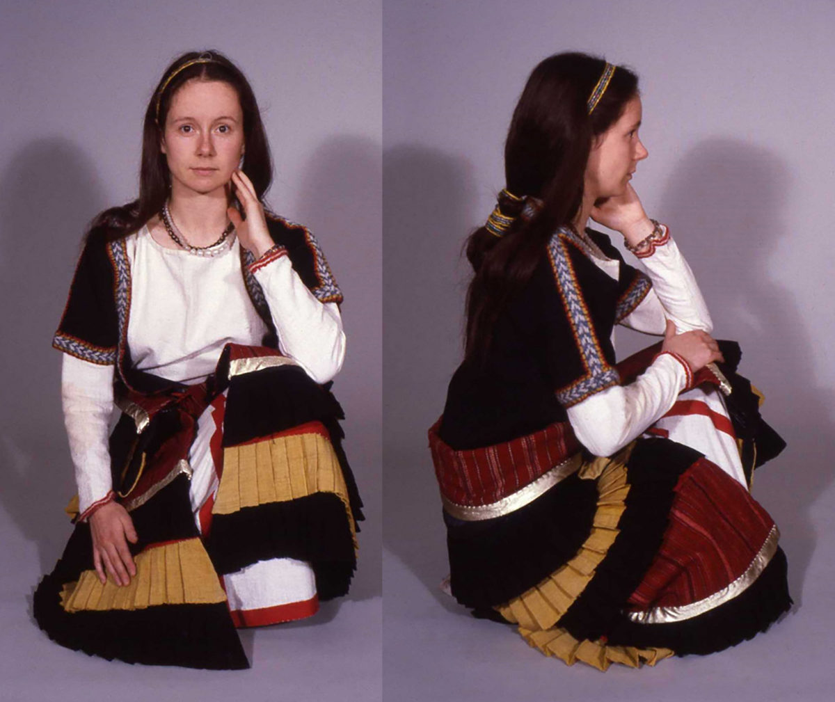 Κοστούμι της Diana Wardle εμπνευσμένο από την «Ελεφάντινη Τριάδα». © ΤΑΠΑ / ΕΑΜ.