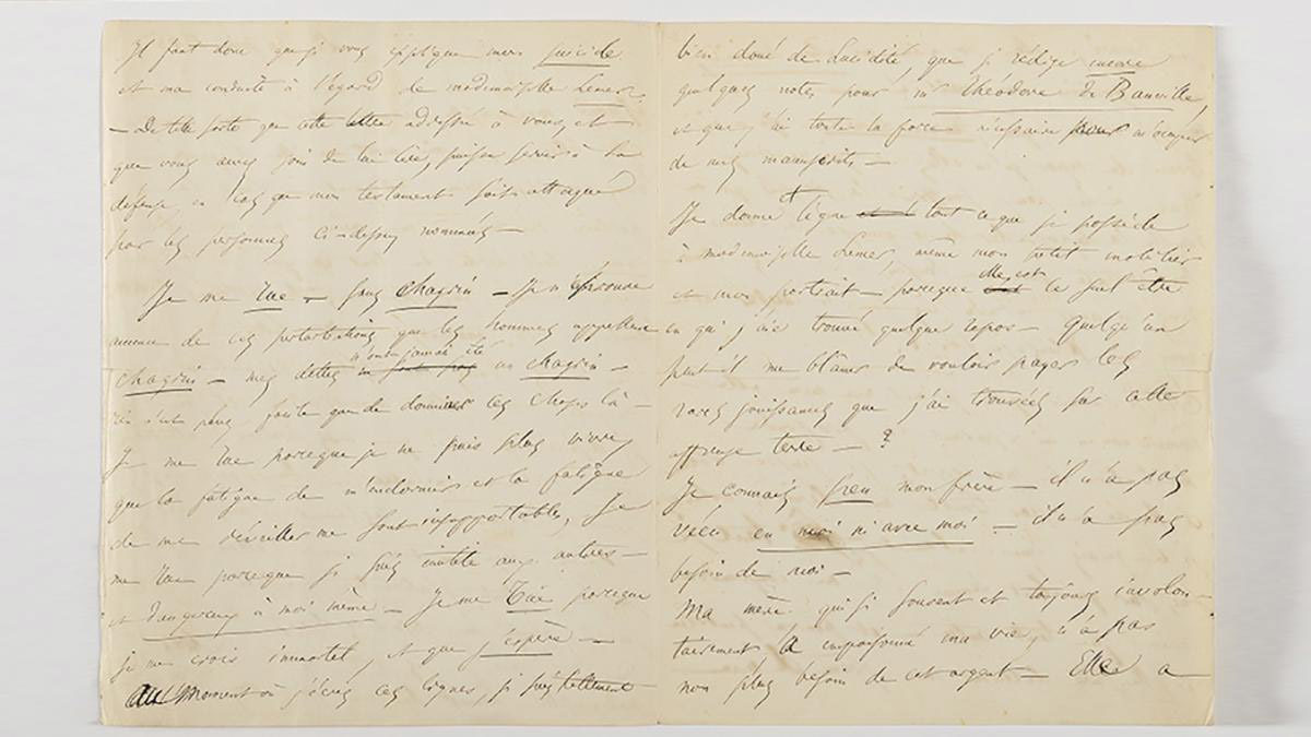 Η επιστολή του Μποντλέρ, στην οποία ανακοινώνει την πρόθεσή του να αυτοκτονήσει.