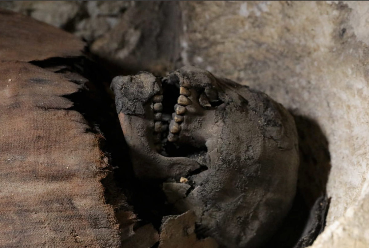 Μούμια που βρέθηκε σε κατακόμβη στην Αίγυπτο (φωτ.: Ministry of Antiquities – Arab Republic of Egypt / Twitter).