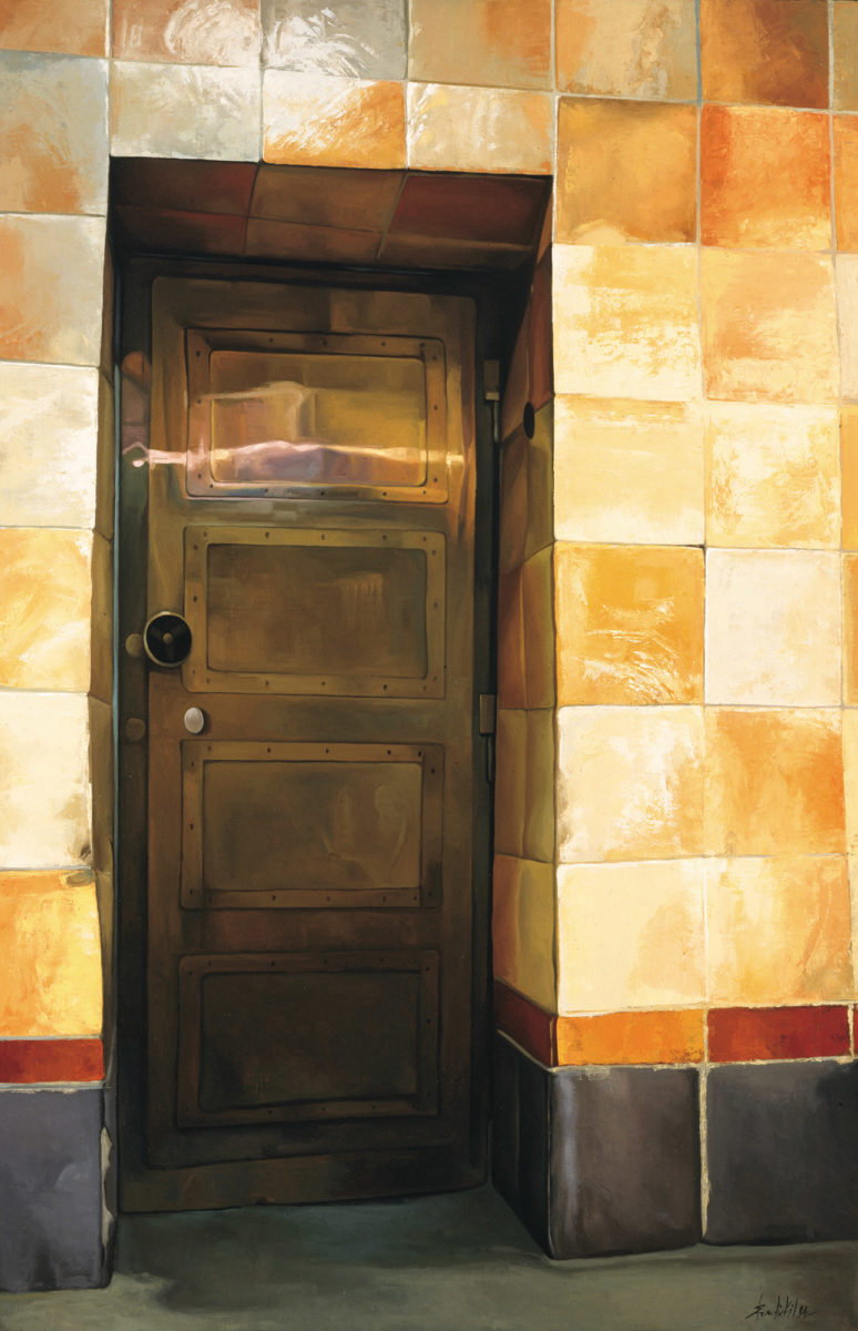 Δημοσθένης Σκουλάκης, «Οµόνοια - Χάλκινη Πόρτα», 1994, λάδι σε καµβά, 170x110 εκ.