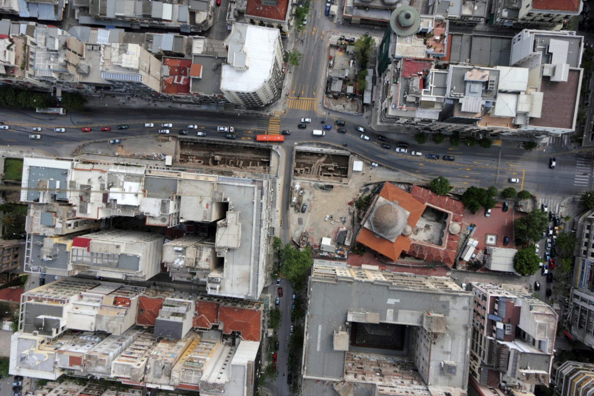 Άποψη της ανασκαφής στο σταθμό «Βενιζέλου» στη Θεσσαλονίκη (φωτ.: ΑΠΕ-ΜΠΕ).