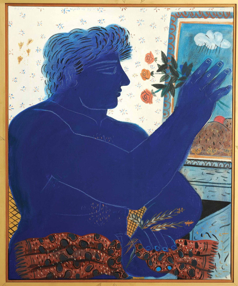 Αλέκος Φασιανός, «Τα ρόδα της φιλίας», 1996, ακρυλικό σε μουσαμά, 91x75 εκ. 