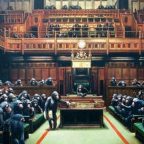 «Στο σφυρί» το βρετανικό κοινοβούλιο με τους χιμπατζήδες του Banksy