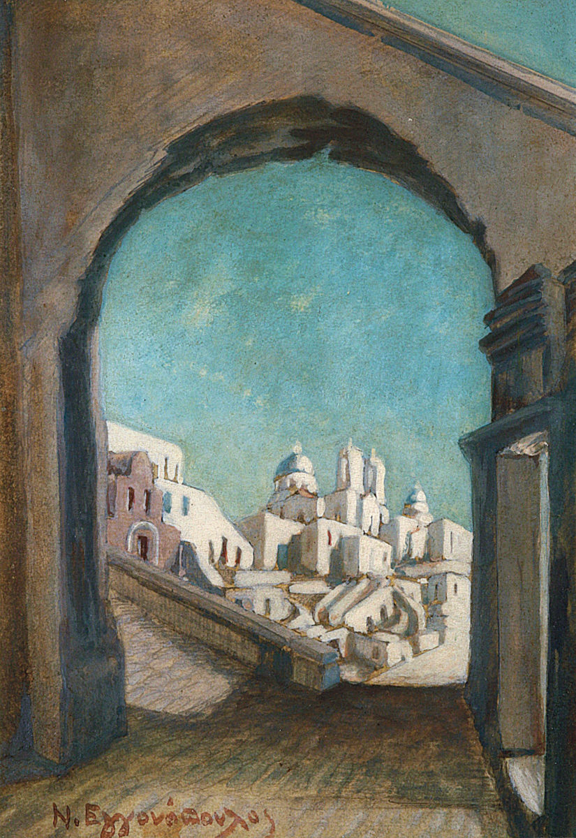 Νίκος Εγγονόπουλος, «Καμάρα στα Κάτω Φηρά», λάδι σε καμβά. Συλλογή Δημήτρη Τσίτουρα.