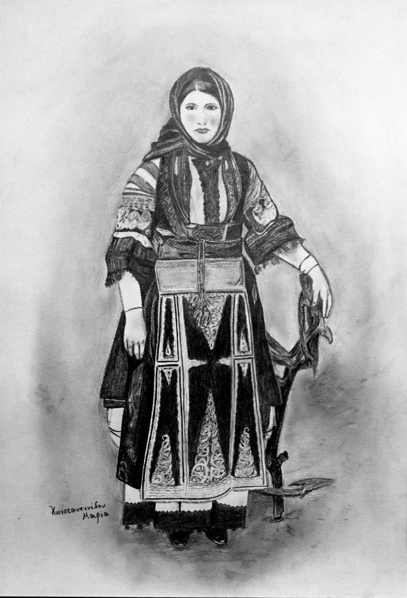 Σχέδιο από την έκθεση «Χρυσικοί και Αϋφάντρες» (φωτ.: ΜΠΣ Καλαμπακίου Δράμας).