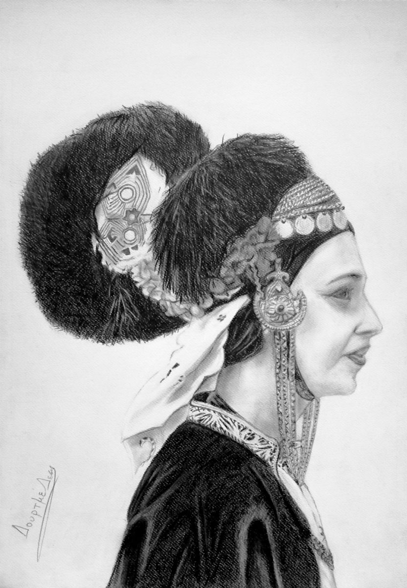 Σχέδιο από την έκθεση «Χρυσικοί και Αϋφάντρες» (φωτ.: ΜΠΣ Καλαμπακίου Δράμας).