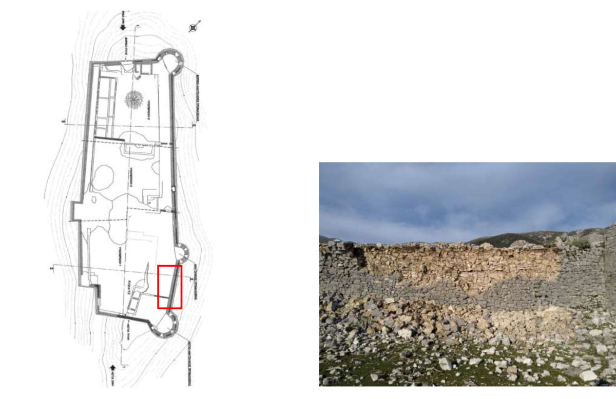 Κατάρρευση στο τείχος του κάστρου (φωτ.: ΥΠΠΟΑ).