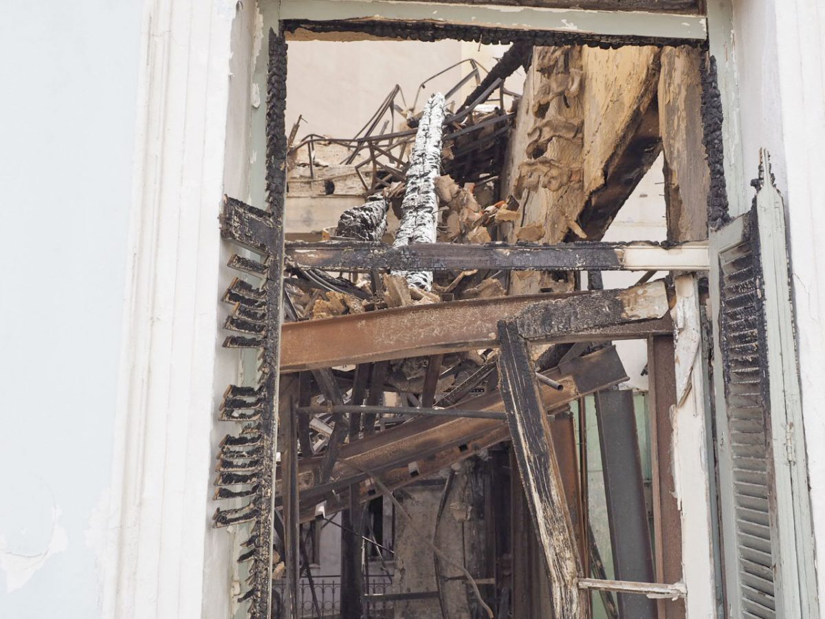 Η οικία Αλεξάνδρου Σούτσου μετά την πυρκαγιά (φωτ.: ΥΠΠΟΑ).