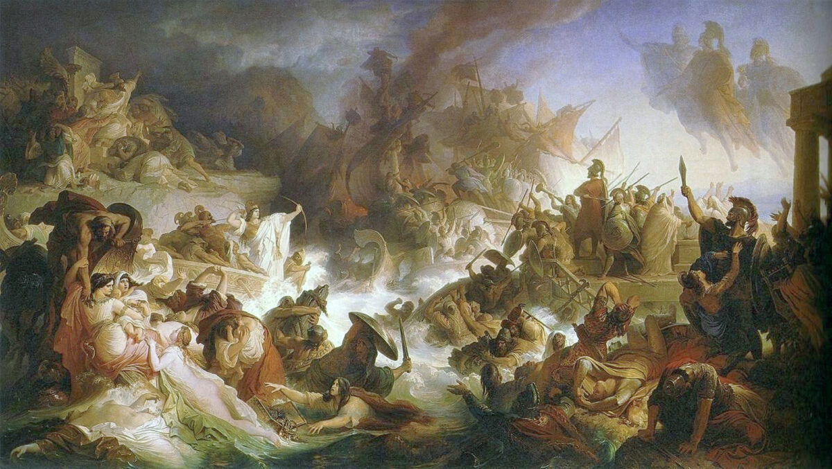 Βίλχελμ φον Κάουλμπαχ, «Η ναυμαχία της Σαλαμίνας» (φωτ.: Βικιπαίδεια). 
