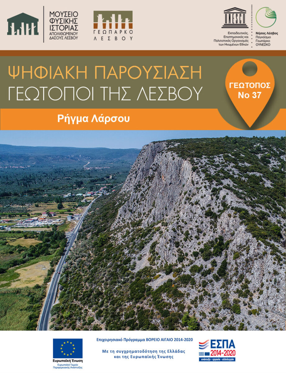 Το Ρήγμα της Λάρσου, ένα από τα ενεργά ρήγματα της Λέσβου (φωτ.: Μουσείο Φυσικής Ιστορίας Απολιθωμένου Δάσους Λέσβου).