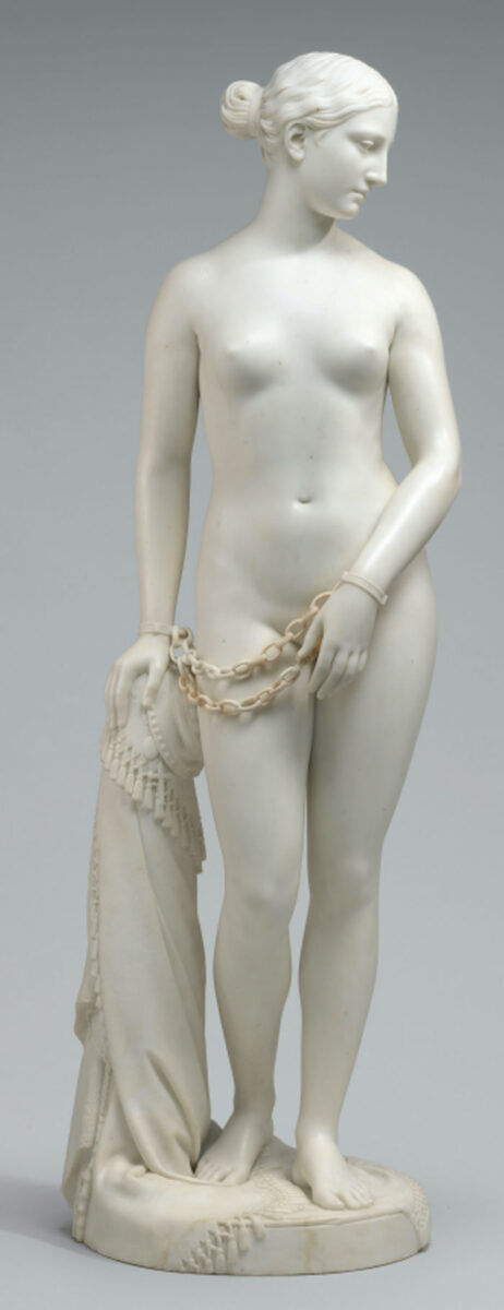 «Η Ελληνίδα σκλάβα», γλυπτό του Χάιραμ Πάουερς (φωτ.: Μουσείο Μακεδονικού Αγώνα).