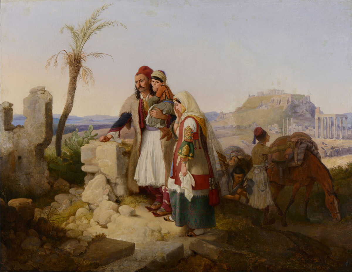Peter Heinrich Lambert von Hess (1792-1871), «Επιστροφή ελληνικής οικογένειας», 1837. Ελαιογραφία σε καμβά, 62x81 εκ. Συλλογή Ιδρύματος Αντώνιος Ε. Κομνηνός.