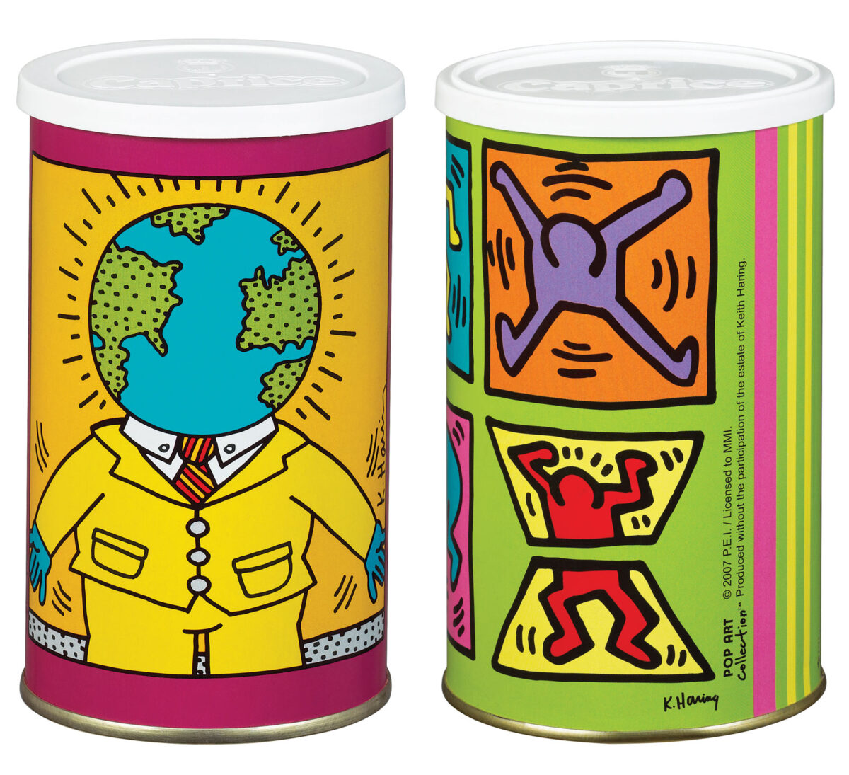 Συλλεκτικές συσκευασίες μπισκότου «Caprice» με σχέδια του Keith Haring, 2007.