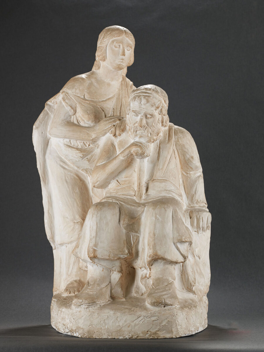 Οιδίπους και Αντιγόνη, ενυπόγραφο, 1930. Γύψος, 77x35x45 εκ. Αθήνα, Συλλογή Ιδρύματος Ωνάση.