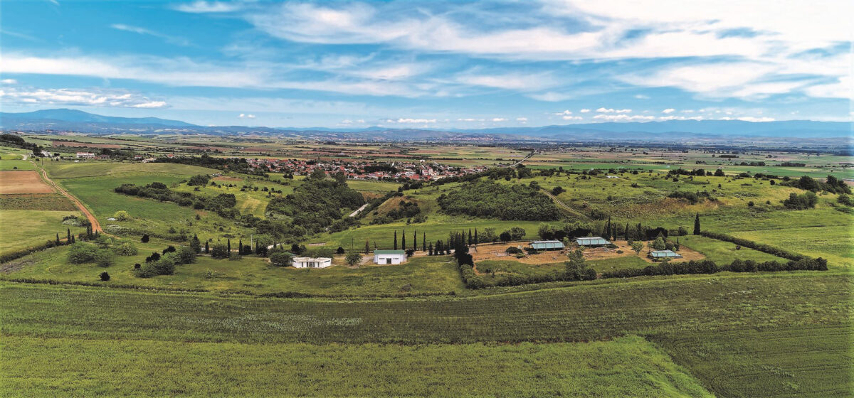 Αεροφωτογραφία της περιοχής της Ευρωπού με τον επισκέψιμο αρχαιολογικό χώρο (φωτ.: Αρχείο Εφορείας Αρχαιοτήτων Κιλκίς).