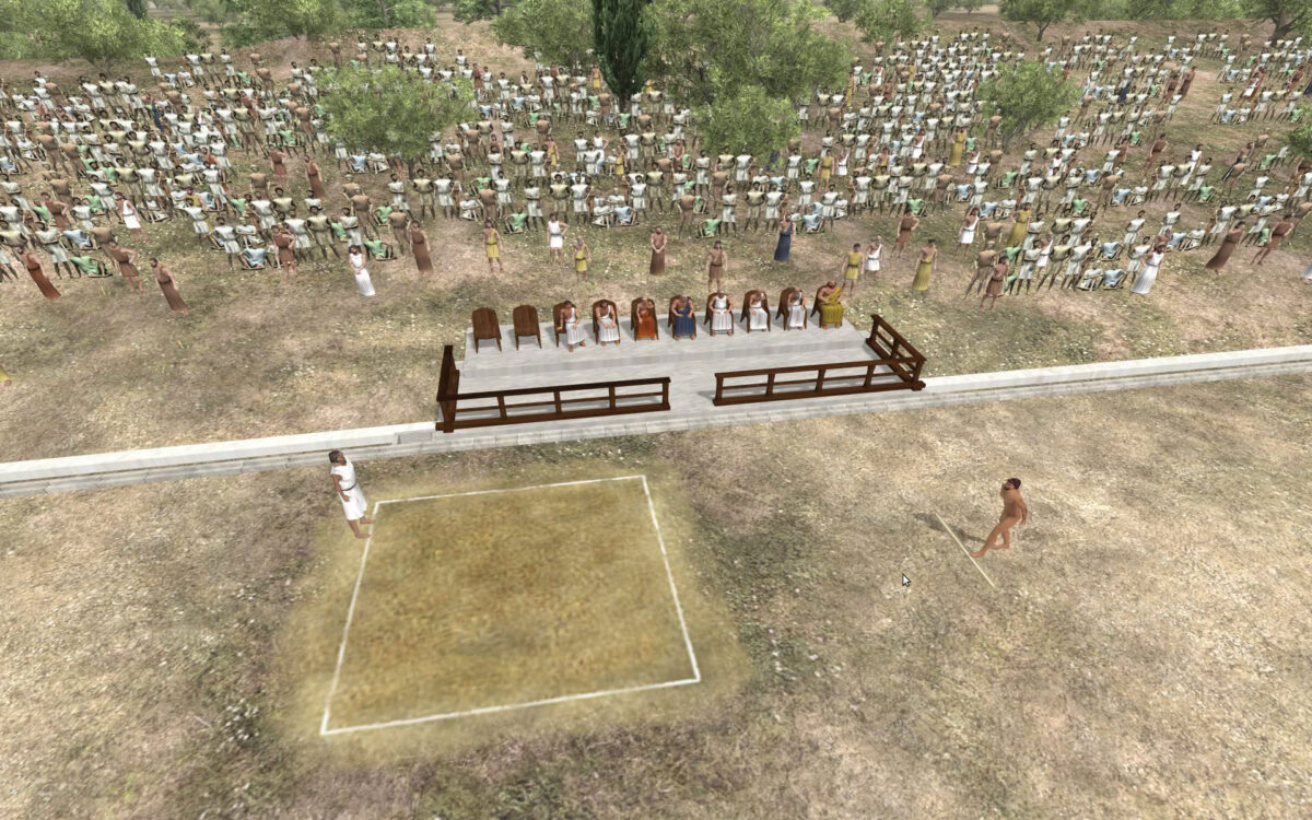 Στιγμιότυπο από την εικονική «Περιήγηση στην αρχαία Ολυμπία», μια παραγωγή του Ιδρύματος Μείζονος Ελληνισμού.