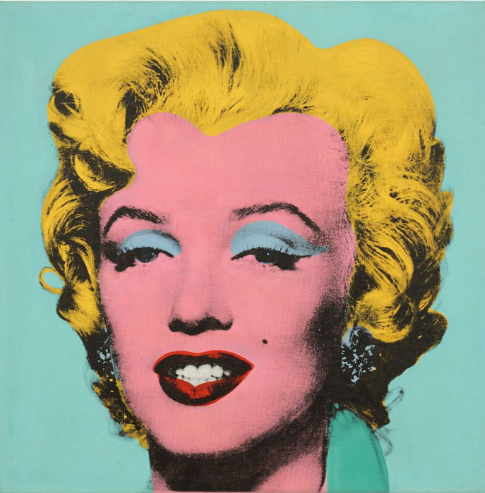 Andy Warhol (1928-1987), «Shot Sage Blue Marilyn», 1964, 101,6x101,6 εκ.). The Thomas and Doris Ammann Foundation (πηγή εικόνας: Christie's).