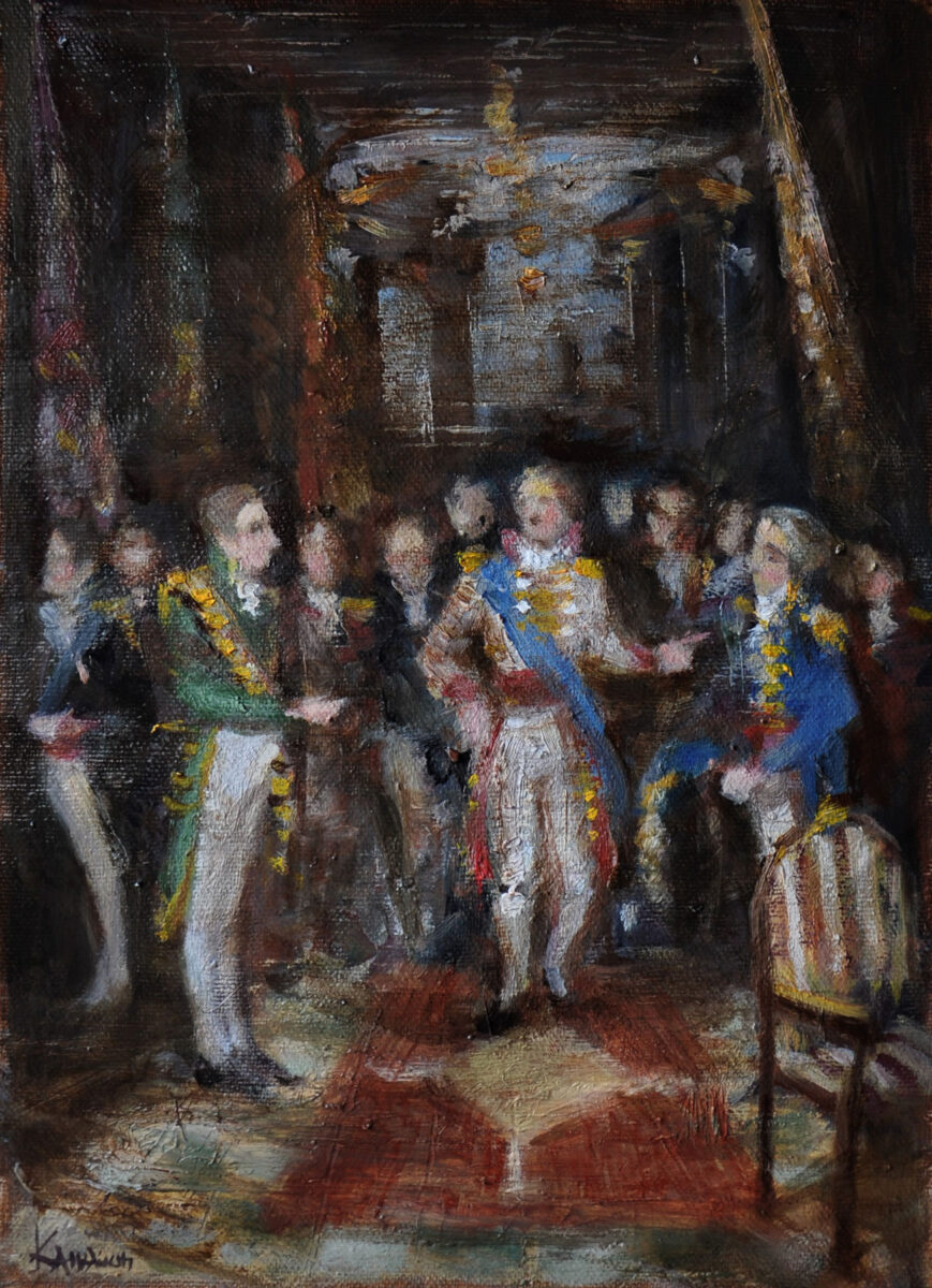 Έργο του Κώστα Αγγελάκη από την έκθεση «Ύμνος εις την Ελευθερίαν».