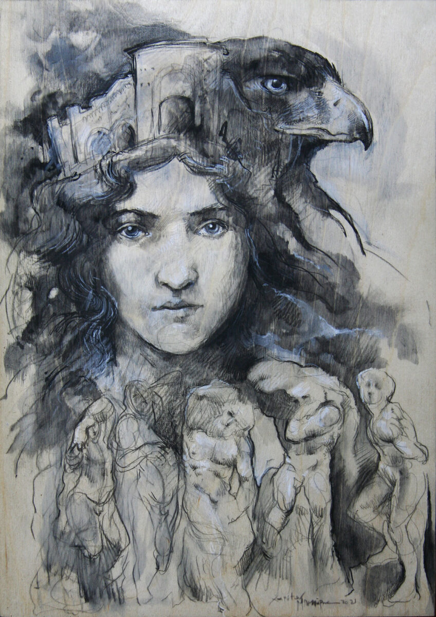 Έργο του Χαρίτωνα Μπεκιάρη από την έκθεση «Ύμνος εις την Ελευθερίαν».